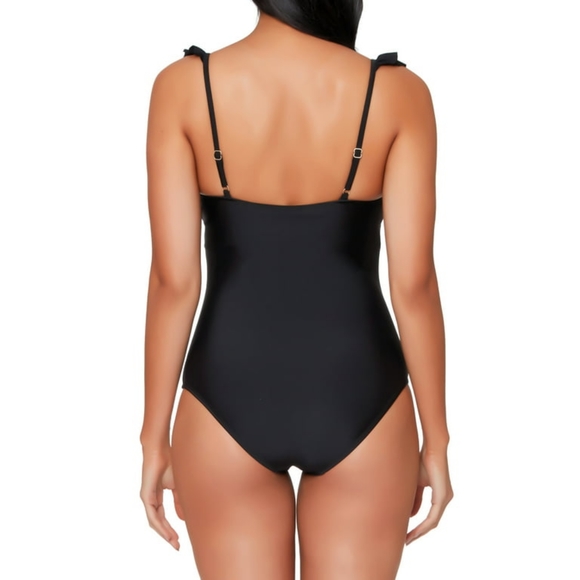 BNWT Jessica Simpson Ruffle Black One piece Swimsuit Small - Picture 2 of 6